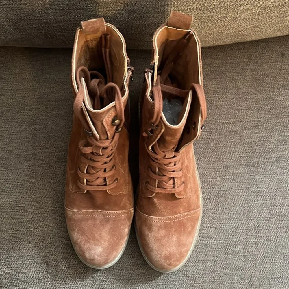 NEW ZODIAC Women's Bruna Bootie ~ Combat Boot ~ Leather Upper Size 9.5 Cognac